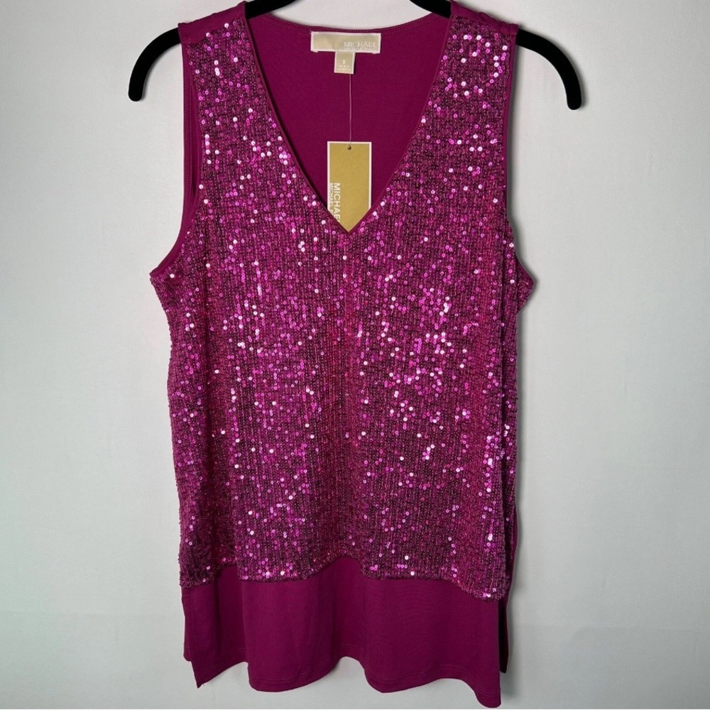 Michael Kors Women’s Sequin Pink Sleeveless Top Size Large
